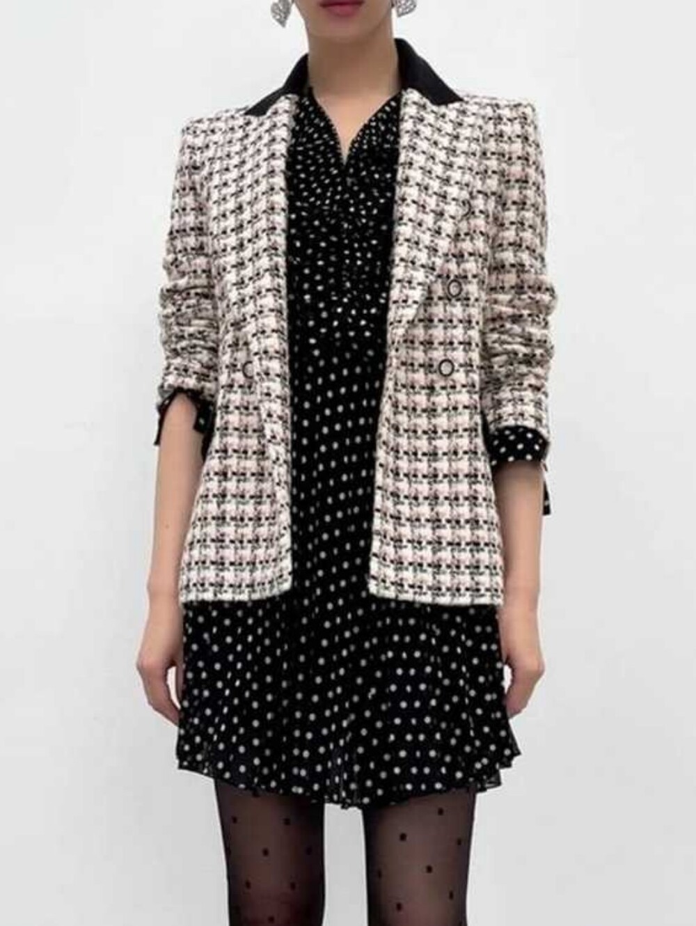 ZARA | $119 Tweed Houndstooth Blazer - Picture 3 of 8